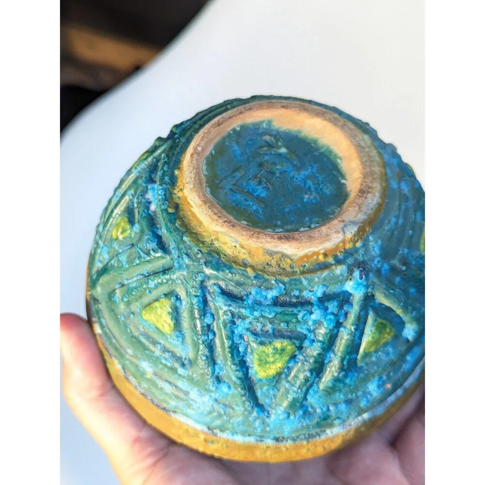 Vtg Italy Bitossi Aldo for Raymor Pottery  Bowl w/Lid MCM Lava Glaze